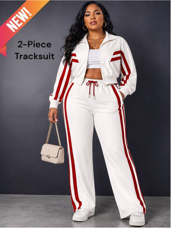 Unbranded Pants - NEW Y2K Style Striped Zip-Up Tracksuit Set – Size 3X-Large